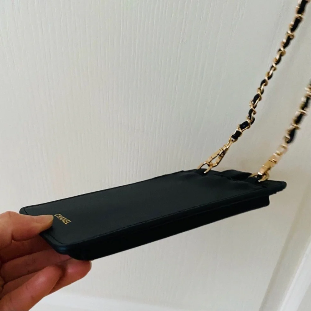 Brand New Chanel Coco Crush Black Quilted Faux Leather Phone Card Crossbody Bag